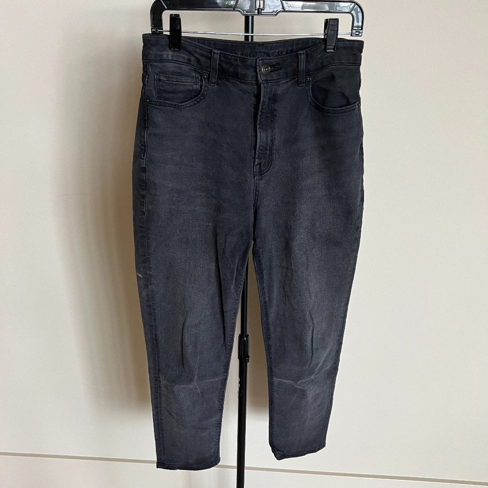 American Eagle Black Straight High Waist Mom Jeans